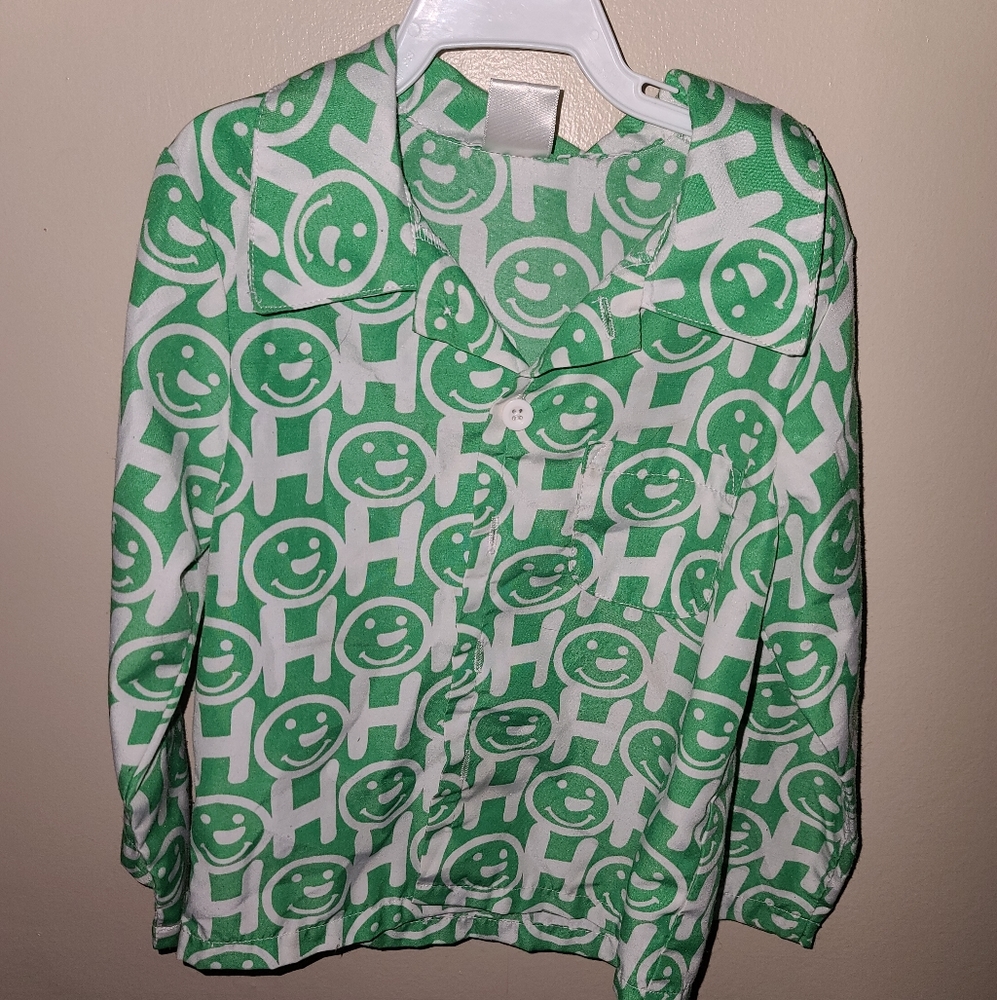 Xmas HOHOHO snowman face button-down shirt